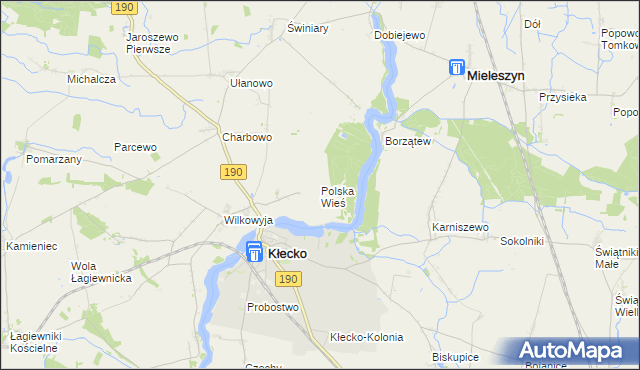 mapa Polska Wieś gmina Kłecko, Polska Wieś gmina Kłecko na mapie Targeo