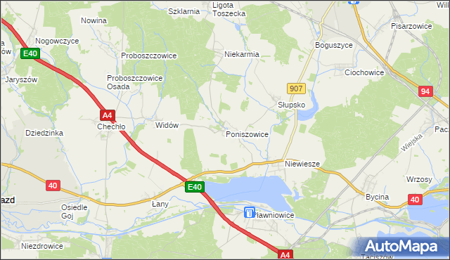 mapa Poniszowice, Poniszowice na mapie Targeo