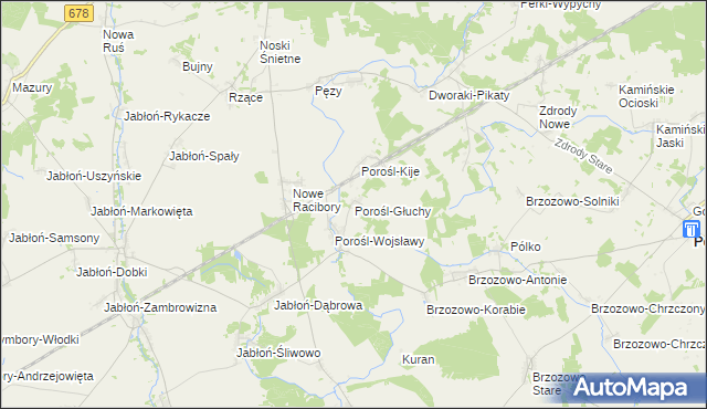 mapa Porośl-Głuchy, Porośl-Głuchy na mapie Targeo