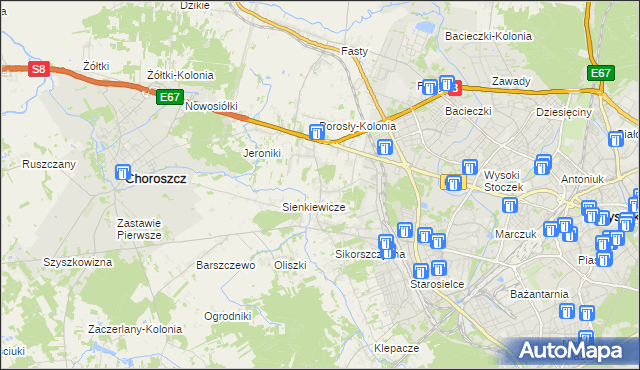 mapa Porosły, Porosły na mapie Targeo