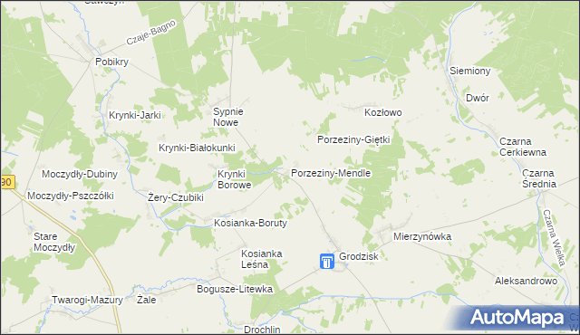 mapa Porzeziny-Mendle, Porzeziny-Mendle na mapie Targeo