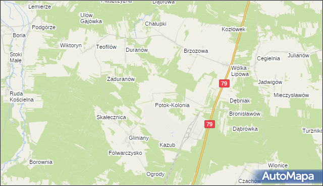 mapa Potok gmina Ożarów, Potok gmina Ożarów na mapie Targeo