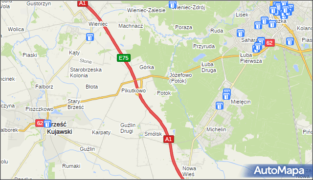 mapa Potok gmina Włocławek, Potok gmina Włocławek na mapie Targeo