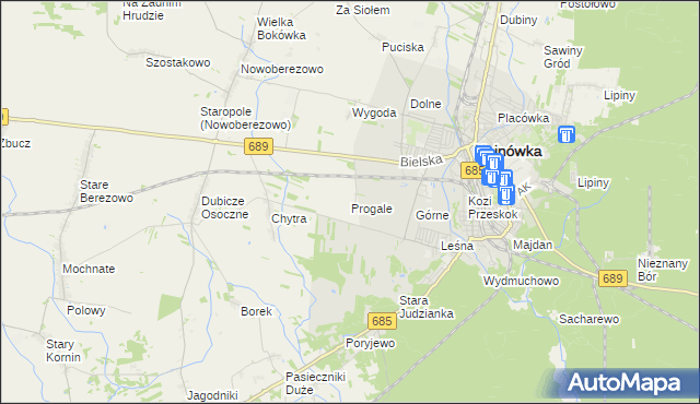 mapa Progale, Progale na mapie Targeo