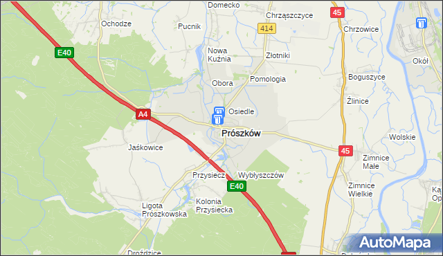 mapa Prószków, Prószków na mapie Targeo