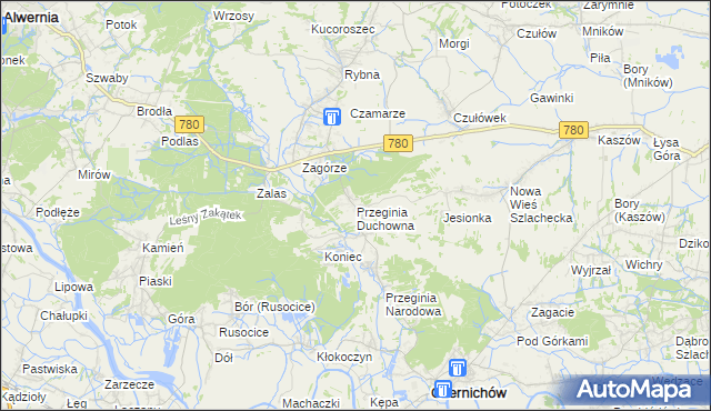 mapa Przeginia Duchowna, Przeginia Duchowna na mapie Targeo