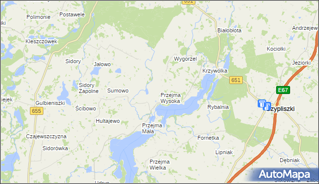 mapa Przejma Wysoka, Przejma Wysoka na mapie Targeo