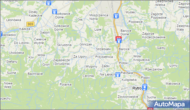 mapa Przysietnica gmina Stary Sącz, Przysietnica gmina Stary Sącz na mapie Targeo