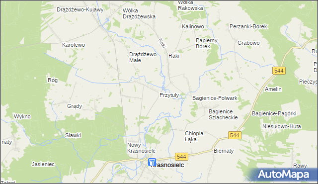 mapa Przytuły gmina Krasnosielc, Przytuły gmina Krasnosielc na mapie Targeo