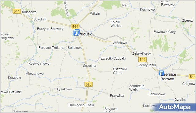 mapa Pszczółki-Czubaki, Pszczółki-Czubaki na mapie Targeo