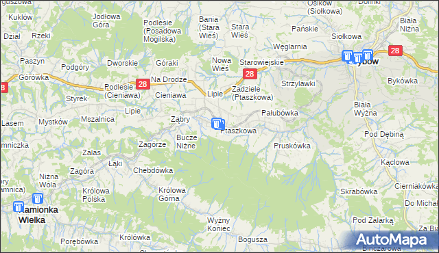 mapa Ptaszkowa, Ptaszkowa na mapie Targeo