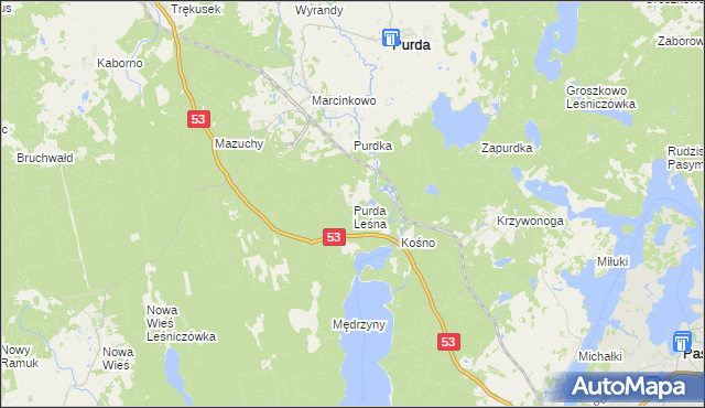 mapa Purda Leśna, Purda Leśna na mapie Targeo