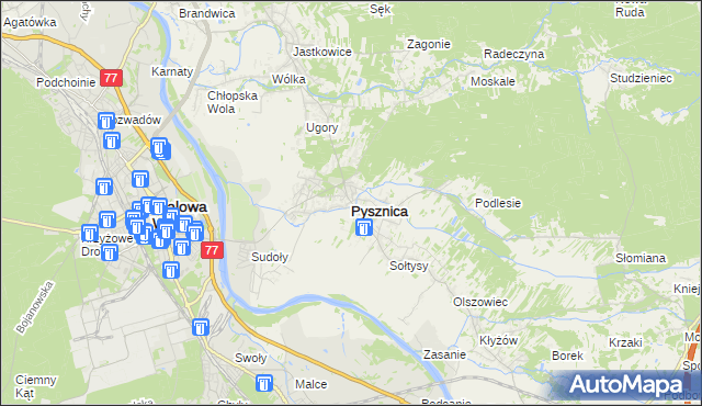 mapa Pysznica, Pysznica na mapie Targeo