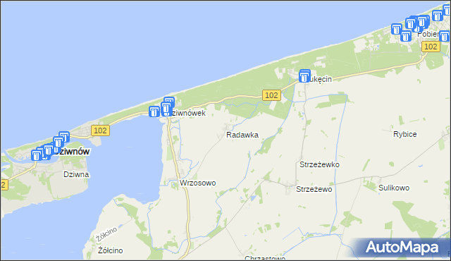 mapa Radawka, Radawka na mapie Targeo