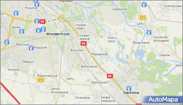 mapa Radwanice gmina Siechnice, Radwanice gmina Siechnice na mapie Targeo