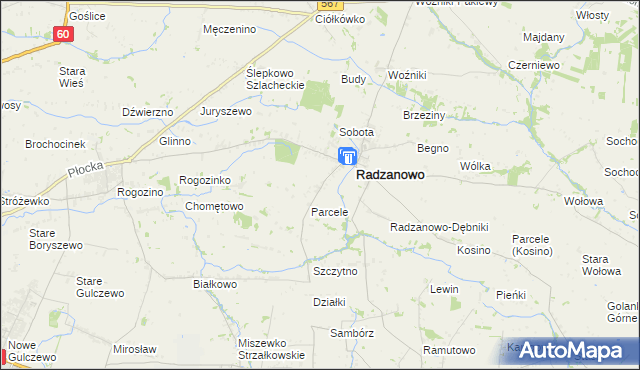 mapa Radzanowo-Lasocin, Radzanowo-Lasocin na mapie Targeo