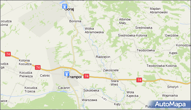 mapa Radzięcin, Radzięcin na mapie Targeo
