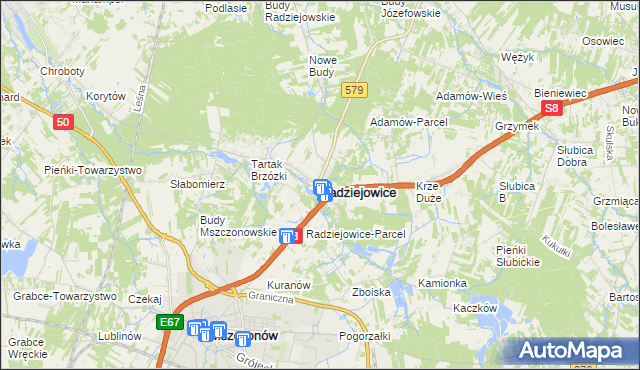 mapa Radziejowice, Radziejowice na mapie Targeo