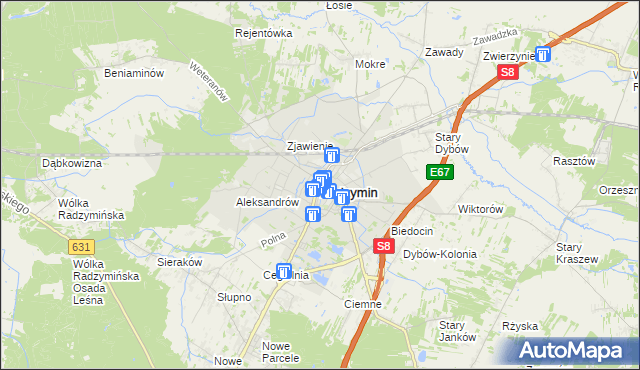 mapa Radzymin powiat wołomiński, Radzymin powiat wołomiński na mapie Targeo