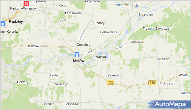 mapa Rajsko gmina Mstów, Rajsko gmina Mstów na mapie Targeo