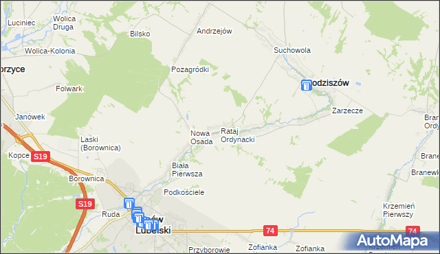 mapa Rataj Ordynacki, Rataj Ordynacki na mapie Targeo