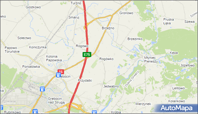mapa Rogówko gmina Lubicz, Rogówko gmina Lubicz na mapie Targeo