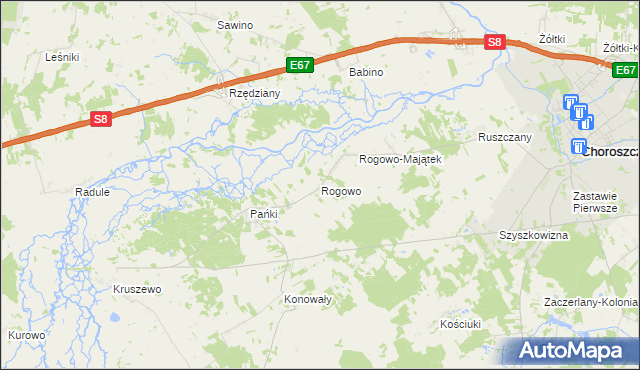 mapa Rogowo gmina Choroszcz, Rogowo gmina Choroszcz na mapie Targeo