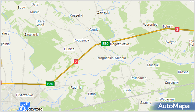 mapa Rogoźnica-Kolonia, Rogoźnica-Kolonia na mapie Targeo