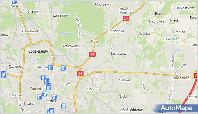 mapa Różki gmina Łódź, Różki gmina Łódź na mapie Targeo