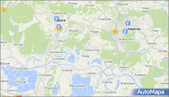 mapa Rozkochów gmina Babice, Rozkochów gmina Babice na mapie Targeo