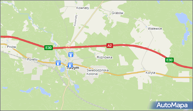 mapa Rożnówka, Rożnówka na mapie Targeo