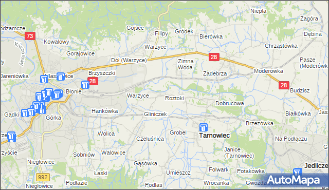 mapa Roztoki gmina Tarnowiec, Roztoki gmina Tarnowiec na mapie Targeo