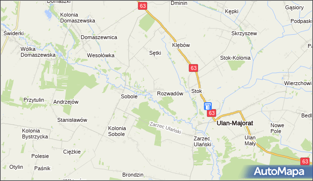 mapa Rozwadów gmina Ulan-Majorat, Rozwadów gmina Ulan-Majorat na mapie Targeo