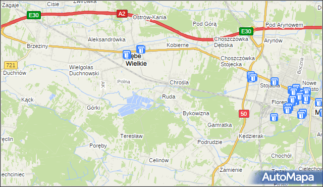 mapa Ruda gmina Dębe Wielkie, Ruda gmina Dębe Wielkie na mapie Targeo