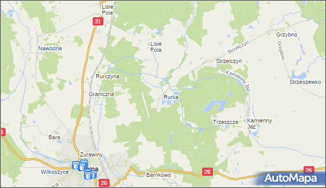 mapa Rurka gmina Chojna, Rurka gmina Chojna na mapie Targeo
