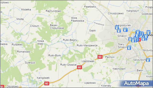 mapa Rutki-Marszewice, Rutki-Marszewice na mapie Targeo