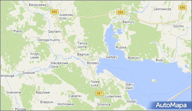 mapa Rybaki gmina Michałowo, Rybaki gmina Michałowo na mapie Targeo