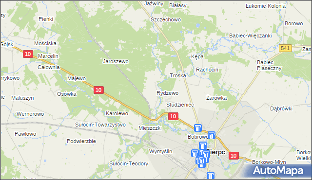 mapa Rydzewo gmina Sierpc, Rydzewo gmina Sierpc na mapie Targeo