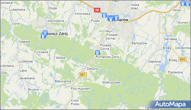 mapa Rymanów-Zdrój, Rymanów-Zdrój na mapie Targeo