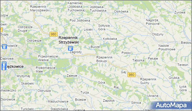 mapa Rzepiennik Biskupi, Rzepiennik Biskupi na mapie Targeo