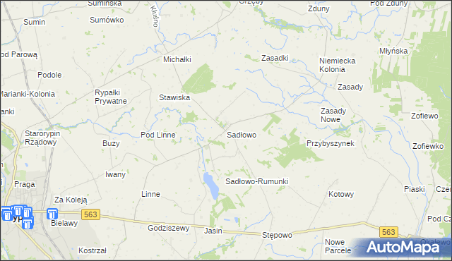 mapa Sadłowo gmina Rypin, Sadłowo gmina Rypin na mapie Targeo