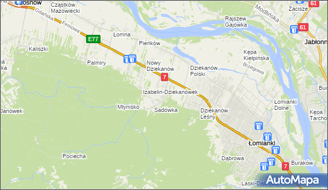 mapa Sadowa gmina Łomianki, Sadowa gmina Łomianki na mapie Targeo