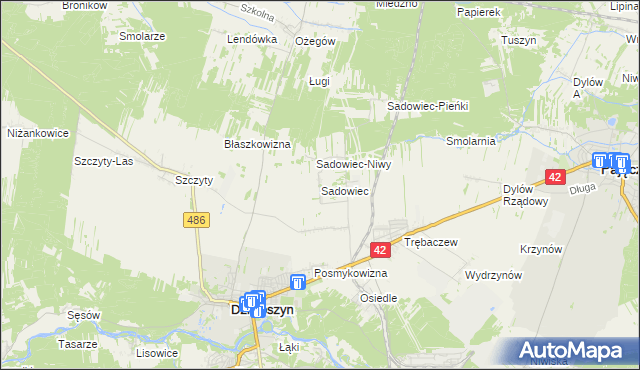 mapa Sadowiec gmina Działoszyn, Sadowiec gmina Działoszyn na mapie Targeo