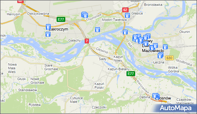 mapa Sady gmina Czosnów, Sady gmina Czosnów na mapie Targeo