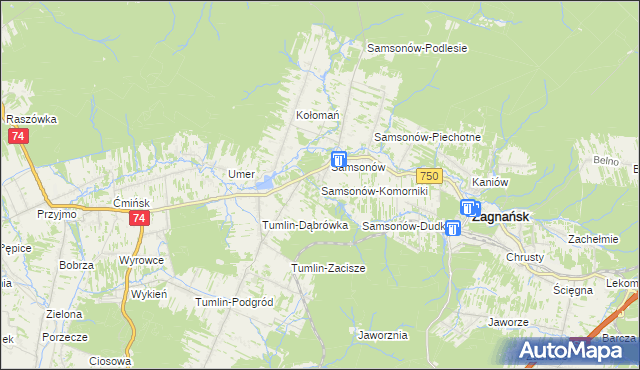 mapa Samsonów-Komorniki, Samsonów-Komorniki na mapie Targeo