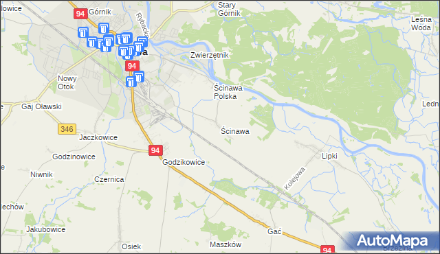mapa Ścinawa gmina Oława, Ścinawa gmina Oława na mapie Targeo
