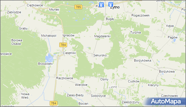 mapa Sekursko, Sekursko na mapie Targeo