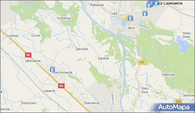 mapa Siedlce gmina Oława, Siedlce gmina Oława na mapie Targeo