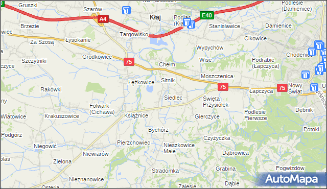 mapa Siedlec gmina Bochnia, Siedlec gmina Bochnia na mapie Targeo