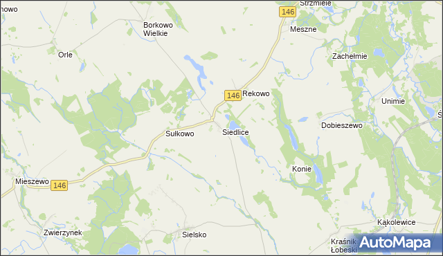 mapa Siedlice gmina Radowo Małe, Siedlice gmina Radowo Małe na mapie Targeo